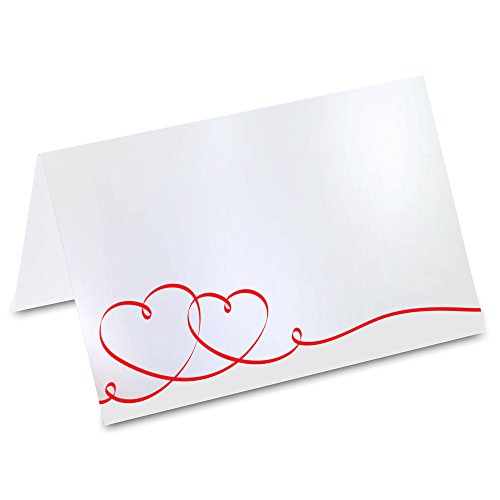 PRICARO Tischkarten Geschwungene Herzen, Rot Perlmutt, 50 Stück von PRICARO