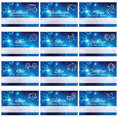 PRICARO Tischkarten Sternzeichen Verschiedene, 48 Stück von PRICARO