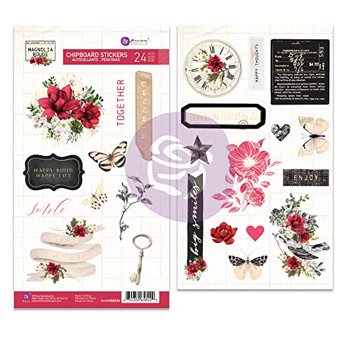 Magnolia Rouge Chipboard Stickers 24/Pkg-Shapes W/Foil Detail -P658229 von PRIMA MARKETING INC