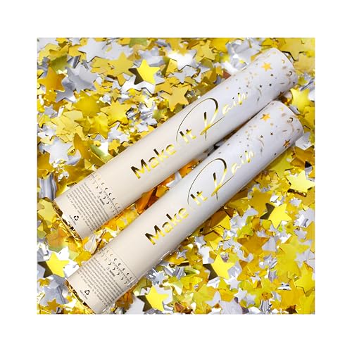 PrimePure Konfettikanonen - Poppers mit Goldenen Sternen - 2er Pack - Konfetti Kanone Perfekt für Hochzeiten, Partys, Geburtstage und Festliche Veranstaltungen von PRIMEPURE