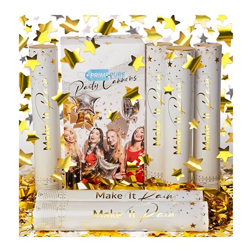 PrimePure Konfettikanonen - Poppers mit Goldenen Sternen - 6er Pack - Konfetti Kanone Perfekt für Hochzeiten, Partys, Geburtstage und Festliche Veranstaltungen PrimePure Konfettikanonen - Poppers mit Goldenen Sternen - 6er Pack - Konfetti Kanone Perfekt für Hochzeiten, Partys, Geburtstage und Festliche Veranstaltungen von PRIMEPURE