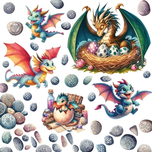 PRINT.GG Wandtattoo Kinderzimmer Mädchen und Junge - 50 Stücke - Wandtattoo Babyzimmer Ideal zum Üben von Kreativität - Wandsticker Babyzimmer Drachen PRINT.GG Wandtattoo Kinderzimmer Mädchen und Junge - 50 Stücke - Wandtattoo Babyzimmer Ideal zum Üben von Kreativität - Wandsticker Babyzimmer Drachen von PRINT.GG