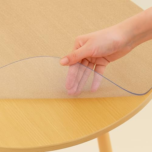 Tischfolie Strukturiert Rund 2mm Rutschfest, Schreibtischunterlage Strukturierte Oberfläche, Möbelfolie PVC Tischdecke Abwaschbar, Klebefolie Tischschutz von PRINT.GG
