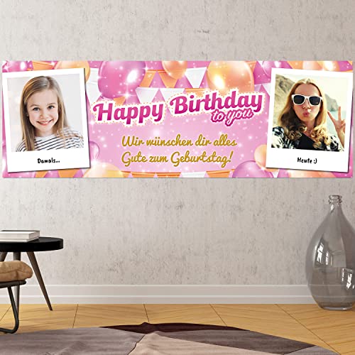 Geburtstags Banner - personalisiert mit Deinen Texten & Fotos | XL - Format (Layout 7) von PRINTALA