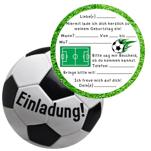 PRINTNOVIA 14x Einladungskarten für Fußball-Kindergeburtstag – Stilvolle & Coole Einladungen für Jungen & Mädchen zum Geburtstag– Perfekte Fußball-Geburtstagsdeko für Kinder – Fußball-Feier von PRINTNOVIA