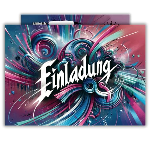 PRINTNOVIA 12x Einladungskarten Kindergeburtstag & Party – Buntes Graffiti-Design für Jungen – Ideal für Geburtstage und Kinderpartys – Komplettes Geburtstagseinladungsset von PRINTNOVIA