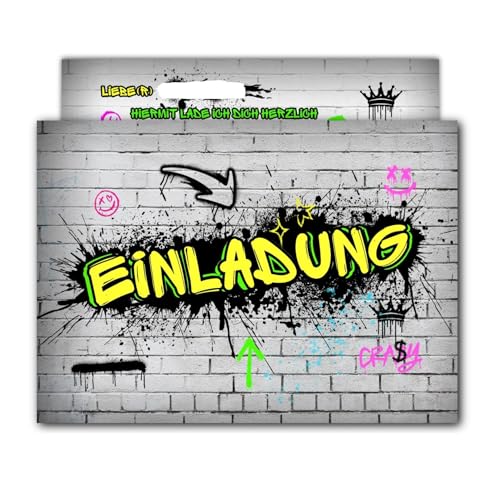 PRINTNOVIA GRAFFITI Einladungskarten für Kindergeburtstag & Party (12 Stück) - Graffiti-Design für Jungen – Geburtstagseinladungen Set PRINTNOVIA GRAFFITI Einladungskarten für Kindergeburtstag & Party (12 Stück) - Graffiti-Design für Jungen – Geburtstagseinladungen Set von PRINTNOVIA