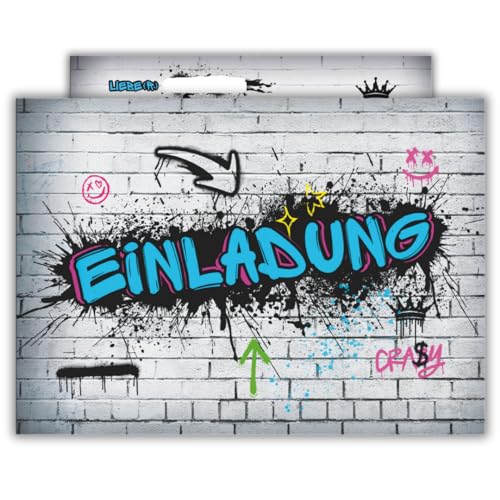 PRINTNOVIA 12x Einladungskarten für Kindergeburtstag & Party - Frech Buntes Graffiti-Design für Jungen - Perfekt für Einschulungen & Kinderparty – Geburtstagseinladungen Set PRINTNOVIA 12x Einladungskarten für Kindergeburtstag & Party - Frech Buntes Graffiti-Design für Jungen - Perfekt für Einschulungen & Kinderparty – Geburtstagseinladungen Set von PRINTNOVIA