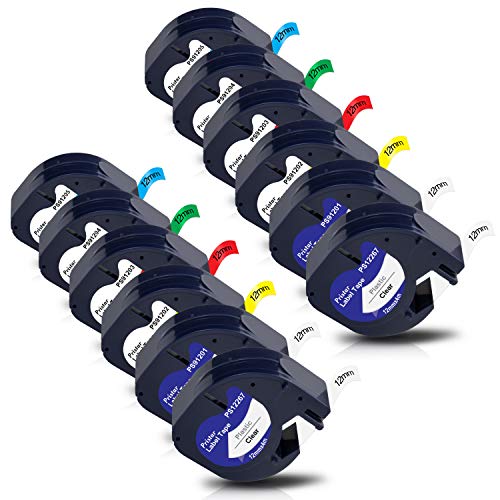 Pristar Schriftband Kompatibel für Dynmo 16951 91221 91222 91223 91224 91225 Kunststoff 12mm x 4m Etikettenband für Dynmo LT-100T LT-100H LT100-H LT-110T QX-50 XM XR 2000 80 von Pristar