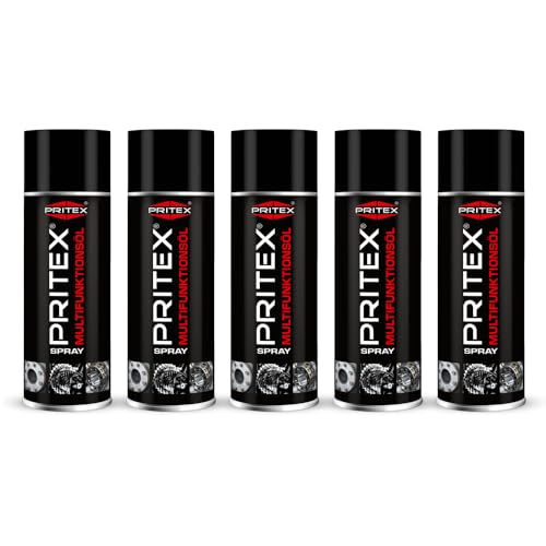 Multifunktionsöl Spray 5 x 400 ml Kriechöl Rostlöser Schmierstoff für Korrosionsschutz, Schmierung, Reinigung, Rostentfernung und Kontaktspray von PRITEX
