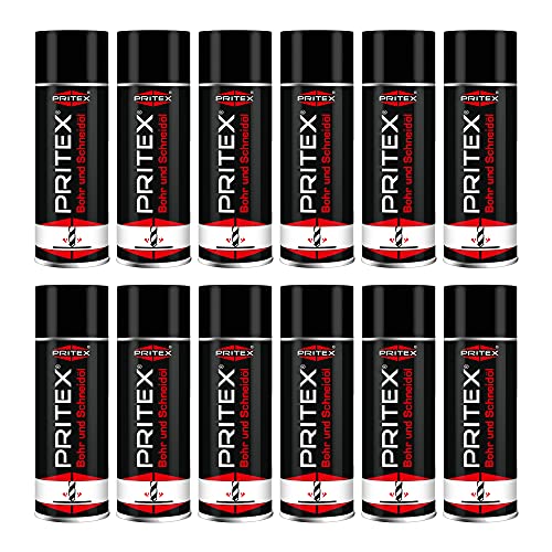 PRITEX – Bohr- und Schneidöl Spray 12 x 400 ml – Bohröl Kühlmittel mit guter Haftfähigkeit – Schmieröl mindert den Verschleiß & reduziert die Reibungskräfte beim Bohren, Drehen, Fräsen & Schneiden PRITEX – Bohr- und Schneidöl Spray 12 x 400 ml – Bohröl Kühlmittel mit guter Haftfähigkeit – Schmieröl mindert den Verschleiß & reduziert die Reibungskräfte beim Bohren, Drehen, Fräsen & Schneiden von PRITEX