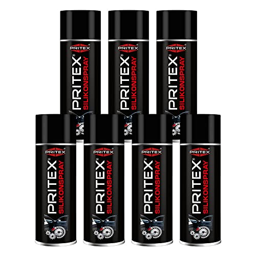 Silikonspray | 7 x 400 ml | Trennmittel | Fettspray Silikon Spray | Gummipflege Gleitspray | Pflegemittel | Schmiermittel von PRITEX