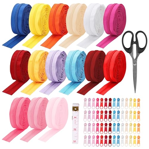 PRITOK Nylon Reißverschluss Reparatur Set: 45m Endlosreißverschluss mit 60 Zipper, 15 Farben Reißverschlüsse Repair Kit Ersatz Reißverschlüsse für DIY-Näharbeiten Tasche Kleidung Bettwäsche PRITOK Nylon Reißverschluss Reparatur Set: 45m Endlosreißverschluss mit 60 Zipper, 15 Farben Reißverschlüsse Repair Kit Ersatz Reißverschlüsse für DIY-Näharbeiten Tasche Kleidung Bettwäsche von PRITOK