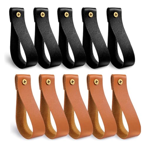 PRIZOM 10 Stück Gardinenstangenhalter aus Leder, Schlaufenriemen aus PU-Leder, für Gardinenstange aus, Wandhaken mit Gurt PRIZOM 10 Stück Gardinenstangenhalter aus Leder, Schlaufenriemen aus PU-Leder, für Gardinenstange aus, Wandhaken mit Gurt von PRIZOM
