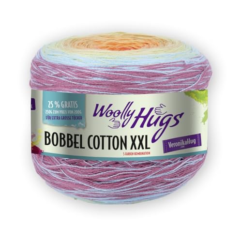 PRO LANA Bobbel Cotton Xxl - Woolly Hugs - Farbe: Mandarin/Mint/Altrosé (611) - 250 g/ca. 1000 m Wolle von PRO LANA