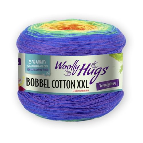 PRO LANA Bobbel Cotton Xxl - Woolly Hugs - Farbe: Rot/Gelb/Grün/Blau (612) - 250 g/ca. 1000 m Wolle von PRO LANA