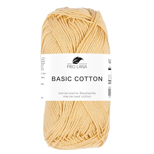 Pro Lana BASIC COTTON Baumwollgarn 50 g ideal für Kleidung, Spielzeug, Accessoires 125 m, Farbe:220 - honig Pro Lana BASIC COTTON Baumwollgarn 50 g ideal für Kleidung, Spielzeug, Accessoires 125 m, Farbe:220 - honig von PRO LANA
