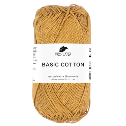 Pro Lana BASIC COTTON Baumwollgarn 50 g ideal für Kleidung, Spielzeug, Accessoires 125 m, Farbe:223 - curry Pro Lana BASIC COTTON Baumwollgarn 50 g ideal für Kleidung, Spielzeug, Accessoires 125 m, Farbe:223 - curry von PRO LANA