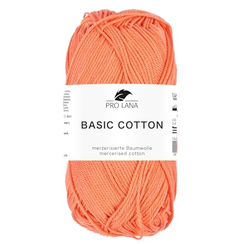 Pro Lana BASIC COTTON Baumwollgarn 50 g ideal für Kleidung, Spielzeug, Accessoires 125 m, Farbe:227 - koralle von PRO LANA