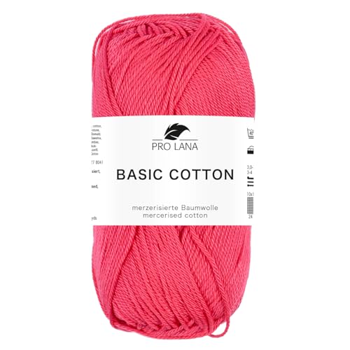 Pro Lana BASIC COTTON Baumwollgarn 50 g ideal für Kleidung, Spielzeug, Accessoires 125 m, Farbe:236 - himbeer Pro Lana BASIC COTTON Baumwollgarn 50 g ideal für Kleidung, Spielzeug, Accessoires 125 m, Farbe:236 - himbeer von PRO LANA