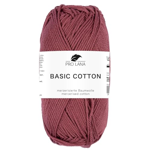 Pro Lana BASIC COTTON Baumwollgarn 50 g ideal für Kleidung, Spielzeug, Accessoires 125 m, Farbe:239 - marsalarot Pro Lana BASIC COTTON Baumwollgarn 50 g ideal für Kleidung, Spielzeug, Accessoires 125 m, Farbe:239 - marsalarot von PRO LANA