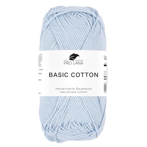 Pro Lana BASIC COTTON Baumwollgarn 50 g ideal für Kleidung, Spielzeug, Accessoires 125 m, Farbe:256 - babyblau Pro Lana BASIC COTTON Baumwollgarn 50 g ideal für Kleidung, Spielzeug, Accessoires 125 m, Farbe:256 - babyblau von PRO LANA