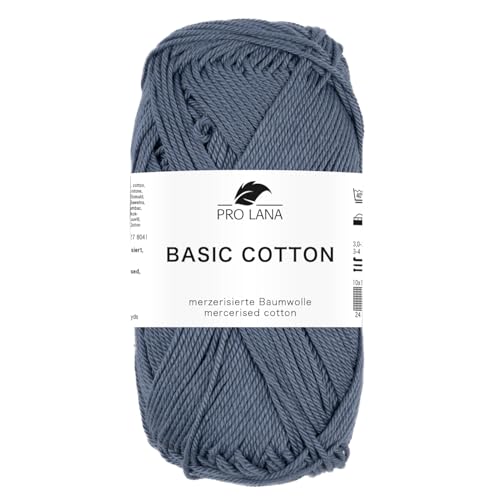 Pro Lana BASIC COTTON Baumwollgarn 50 g ideal für Kleidung, Spielzeug, Accessoires 125 m, Farbe:258 - graublau von PRO LANA