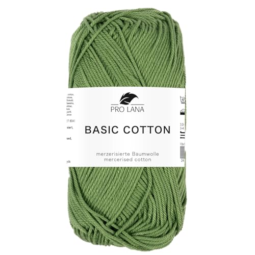 Pro Lana BASIC COTTON Baumwollgarn 50 g ideal für Kleidung, Spielzeug & Accessoires 125 m, Farbe:275 - moos Pro Lana BASIC COTTON Baumwollgarn 50 g ideal für Kleidung, Spielzeug & Accessoires 125 m, Farbe:275 - moos von PRO LANA