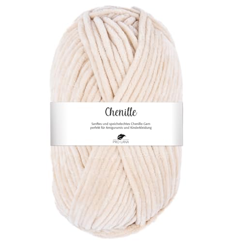 Pro Lana CHENILLE 100 g samtig weiche und stabile Chenille Wolle 110 m, Farbe:005 - beige Pro Lana CHENILLE 100 g samtig weiche und stabile Chenille Wolle 110 m, Farbe:005 - beige von PRO LANA
