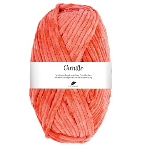 Pro Lana CHENILLE 100 g samtig weiche und stabile Chenille Wolle 110 m, Farbe:026 - koralle Pro Lana CHENILLE 100 g samtig weiche und stabile Chenille Wolle 110 m, Farbe:026 - koralle von PRO LANA