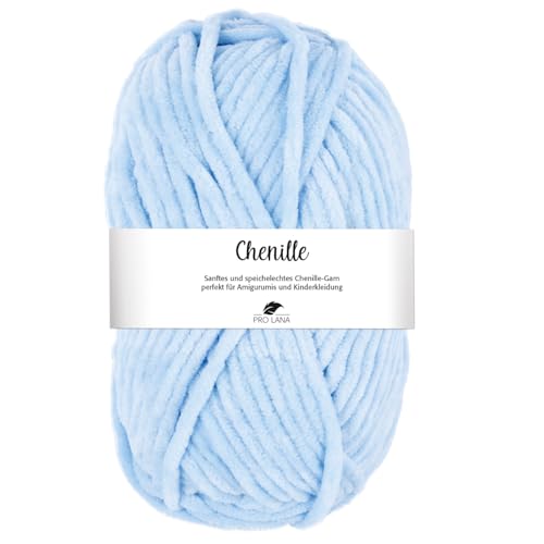 Pro Lana CHENILLE 100 g samtig weiche und stabile Chenille Wolle 110 m, Farbe:056 - hellblau Pro Lana CHENILLE 100 g samtig weiche und stabile Chenille Wolle 110 m, Farbe:056 - hellblau von PRO LANA
