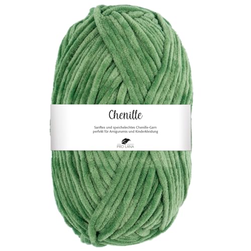Pro Lana CHENILLE 100 g samtig weiche und stabile Chenille Wolle 110 m, Farbe:073 - grün Pro Lana CHENILLE 100 g samtig weiche und stabile Chenille Wolle 110 m, Farbe:073 - grün von PRO LANA
