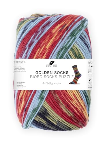 Pro Lana Fjord Socks Puzzle, 100 g/420 m, 4-fädige Sockenwolle aus 75% Schurwolle / 25% Polyamid, tolle Farben (83) von PRO LANA