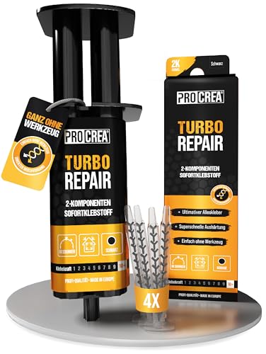 PROCREA® 2K Kleber "Turbo Repair" [inkl. 4x Mischern] Extra starker & schneller Hochleistungskleber in praktischer Spritze - 2-Komponenten-Alleskleber für Kunststoff, Metall, Holz, Glas, Stein von PROCREA