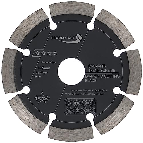 PRODIAMANT Fugenfräser ø 115 mm Breite 6mm für Mörtel Beton Mauerwerk und Putz 10mm Diamantsegment Profiqualität PRODIAMANT Fugenfräser ø 115 mm Breite 6mm für Mörtel Beton Mauerwerk und Putz 10mm Diamantsegment Profiqualität von PRODIAMANT