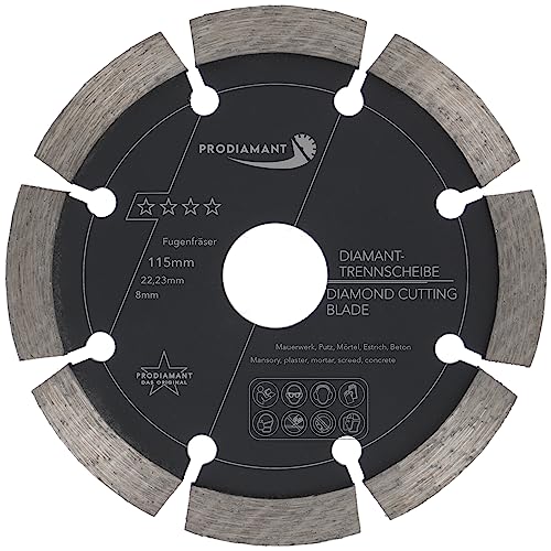 PRODIAMANT Fugenfräser ø 115mm Breite 8mm Frässcheibe für Mauerwerk Mörtel Fugen und Putz 10mm Segmenthöhe von PRODIAMANT