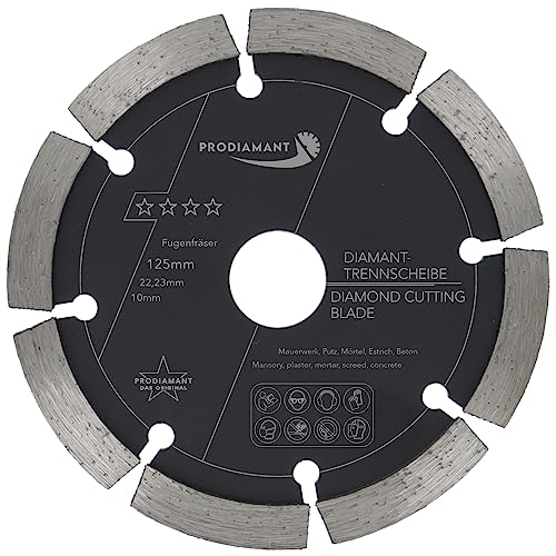 PRODIAMANT Fugenfräser ø 125 mm Breite 10mm für Mörtel Beton Mauerwerk und Putz 10mm Diamantsegment Profiqualität von PRODIAMANT