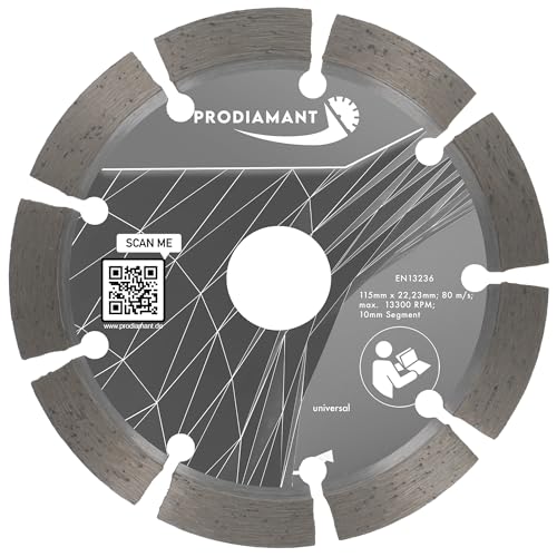 PRODIAMANT Diamant Trennscheibe 115 x 22,2 mm 10mm Profi Segment Beton, Stein, Ziegel, universal 115mm von PRODIAMANT