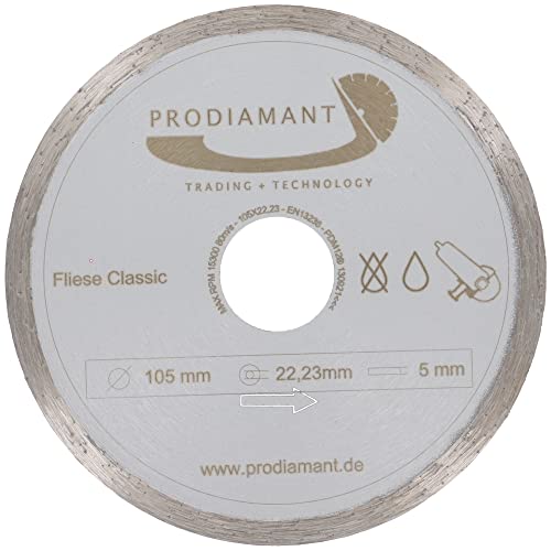 PRODIAMANT Diamant-Trennscheibe Fliese 105 mm x 22,2 mm Diamanttrennscheibe 105mm PRODIAMANT Diamant-Trennscheibe Fliese 105 mm x 22,2 mm Diamanttrennscheibe 105mm von PRODIAMANT