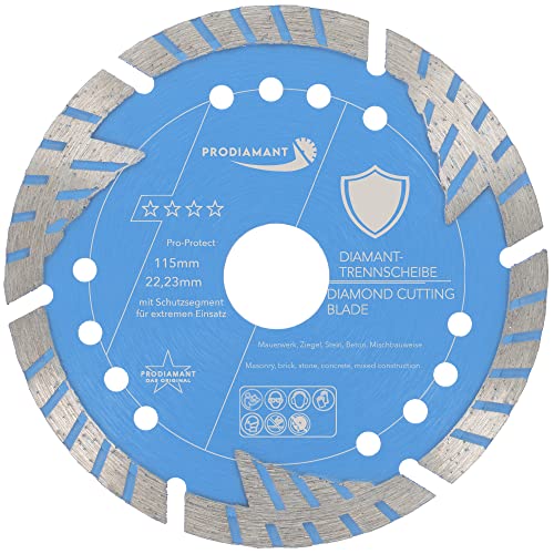 PRODIAMANT Diamant-Trennscheibe Pro Protect 115 mm x 22,2 mm mit Schutzsegmenten für Mauerwerk Beton Ziegel von PRODIAMANT