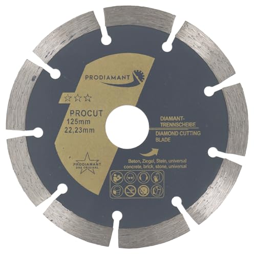 PRODIAMANT Diamanttrennscheibe 125mm universal Trennscheibe für Stein, Beton, Granit, Mauerwerk, Ziegel Zubehör Winkelschleifer PRODIAMANT Diamanttrennscheibe 125mm universal Trennscheibe für Stein, Beton, Granit, Mauerwerk, Ziegel Zubehör Winkelschleifer von PRODIAMANT