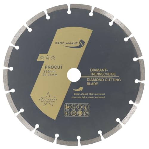 PRODIAMANT Diamanttrennscheibe 230mm universal Trennscheibe für Stein, Beton, Granit, Mauerwerk, Ziegel Zubehör Winkelschleifer PRODIAMANT Diamanttrennscheibe 230mm universal Trennscheibe für Stein, Beton, Granit, Mauerwerk, Ziegel Zubehör Winkelschleifer von PRODIAMANT