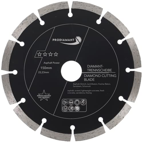 PRODIAMANT Diamantscheibe 150 mm x 22,2 mm Abrasiv für Straßen, Asphalt, Estrich, Leichtbeton, frischer Beton, Sandstein und Schamott PRODIAMANT Diamantscheibe 150 mm x 22,2 mm Abrasiv für Straßen, Asphalt, Estrich, Leichtbeton, frischer Beton, Sandstein und Schamott von PRODIAMANT