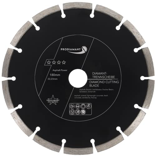 PRODIAMANT Diamantscheibe 180 mm x 22,2 mm Abrasiv für Straßen, Asphalt, Estrich, Leichtbeton, frischer Beton, Sandstein und Schamott PRODIAMANT Diamantscheibe 180 mm x 22,2 mm Abrasiv für Straßen, Asphalt, Estrich, Leichtbeton, frischer Beton, Sandstein und Schamott von PRODIAMANT