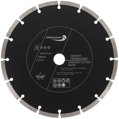 PRODIAMANT Diamantscheibe 230 mm x 22,2 mm Abrasiv für Straßenbelag, Asphalt, Estrich, Leichtbeton, frischer Beton, Beton mit Restfeuchte, Sandstein und Schamott M14 Bohrung für Winkelschleifer PRODIAMANT Diamantscheibe 230 mm x 22,2 mm Abrasiv für Straßenbelag, Asphalt, Estrich, Leichtbeton, frischer Beton, Beton mit Restfeuchte, Sandstein und Schamott M14 Bohrung für Winkelschleifer von PRODIAMANT