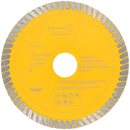 PRODIAMANT Diamanttrennscheibe 115mm x 22,23 Cerablade Ceramic für Fliesen, Feinsteinzeug, harte Bodenfliesen, glasierte Klinker, Keramik- und Natursteinfliesen von PRODIAMANT