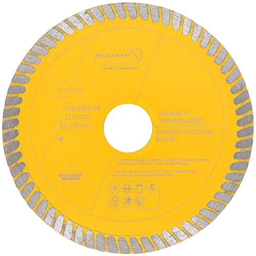 PRODIAMANT Diamanttrennscheibe 115mm x 22,23 Cerablade Ceramic für Fliesen, Feinsteinzeug, harte Bodenfliesen, glasierte Klinker, Keramik- und Natursteinfliesen von PRODIAMANT