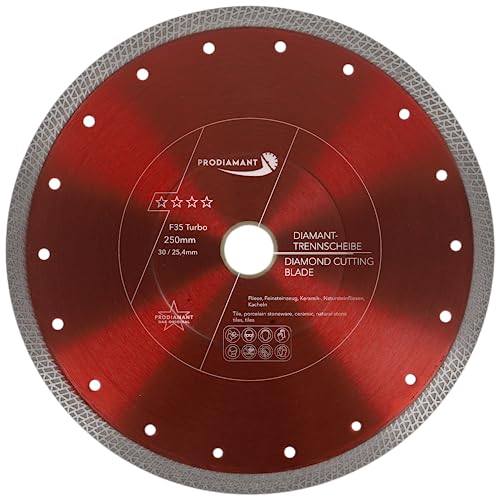 PRODIAMANT Diamanttrennscheibe 250 mm für Fliesen & Keramik – Verstärkt für Tischmaschinen ideal für Feinsteinzeug & polierte Kacheln – Hochwertige Premium-Diamanten von PRODIAMANT