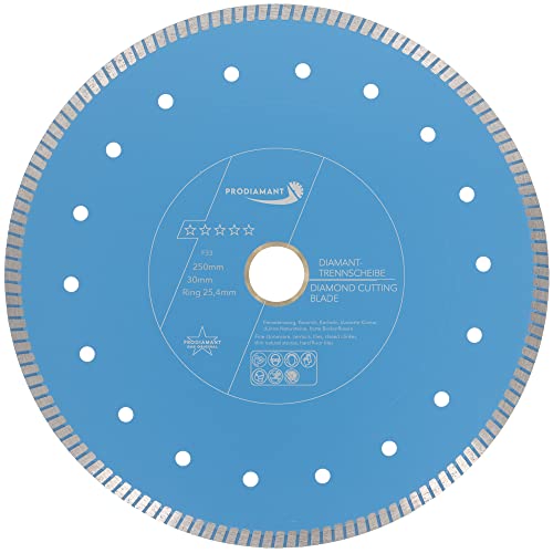 PRODIAMANT F33 Profi Diamant Trennscheibe ø 250mm für Natursteine Granit und Fliesen Bohrung 30mm mit Distanzring 25,4mm extra dünne Naturstein Diamantscheibe PRODIAMANT F33 Profi Diamant Trennscheibe ø 250mm für Natursteine Granit und Fliesen Bohrung 30mm mit Distanzring 25,4mm extra dünne Naturstein Diamantscheibe von PRODIAMANT