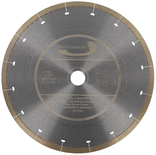 PRODIAMANT FD30 CleanRim Diamant Fliesenscheibe 230mm für dünnes Feinsteinzeug, Großformat, Naturstein Marmor Schiefer und Granit PRODIAMANT FD30 CleanRim Diamant Fliesenscheibe 230mm für dünnes Feinsteinzeug, Großformat, Naturstein Marmor Schiefer und Granit von PRODIAMANT